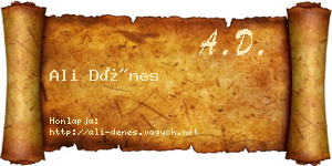 Ali Dénes névjegykártya