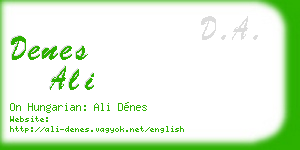 denes ali business card